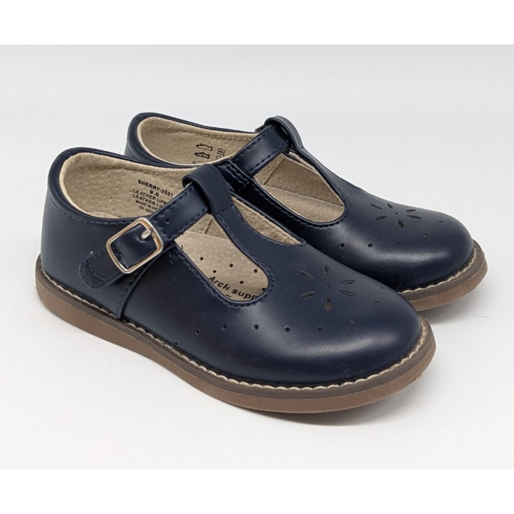 Footmates Sherry Mary Jane Toddler Shoes Sz 9 Medium T Strap Navy Blue Leather